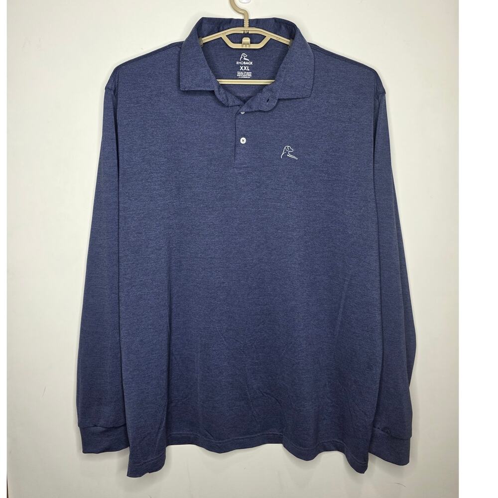 Rhoback navy blue long sleeve polo shirt - XXL / 2XL